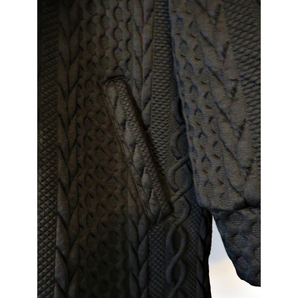 Black Cable Knit Hooded Zip-Up Sweater Coat by Shein Curve Women's 2X - Picture 14 of 15